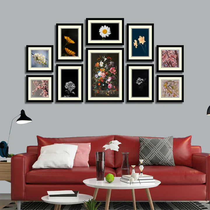 Set of 10 Floral Framed Art ZS_FR61