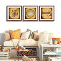 Set of 3 Calligraphy Art  Brown Frame ZS_FR27