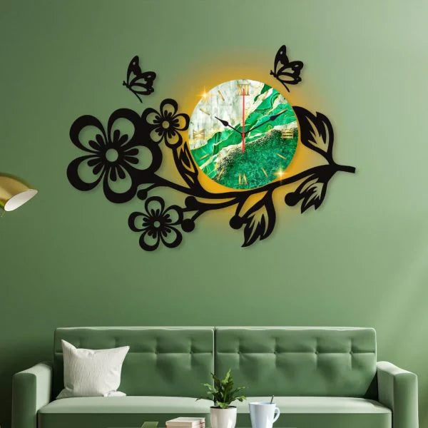 Flower Dial Wooden Wall Clock WC_PD02