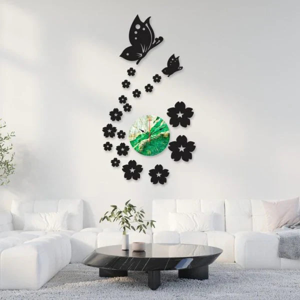 Stylish Design With Butterflie Dial Wooden Wall Clock WC_PDZS12